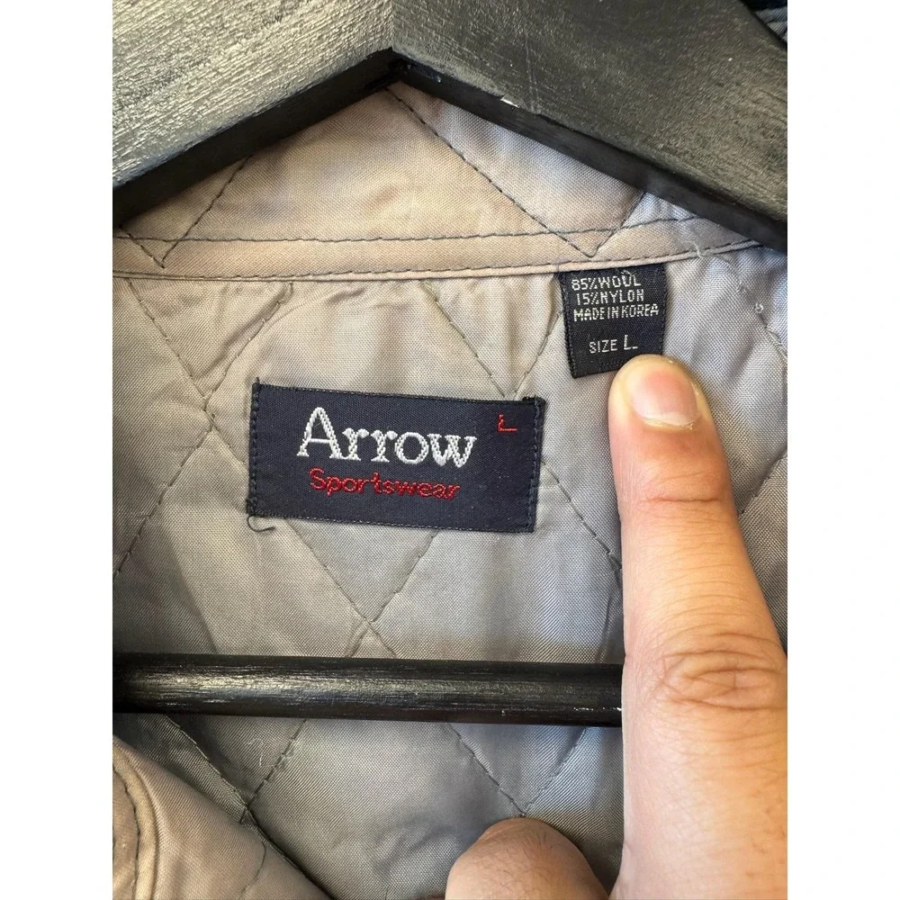 Vintage Arrow Jacket Mens Large Blue Green‎ Plaid Wool Flannel Quilted 80s 90s